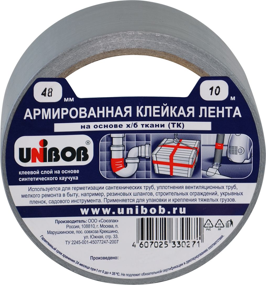 Изображение товара Лента клейкая UNIBOB, армированная 48мм х 10м