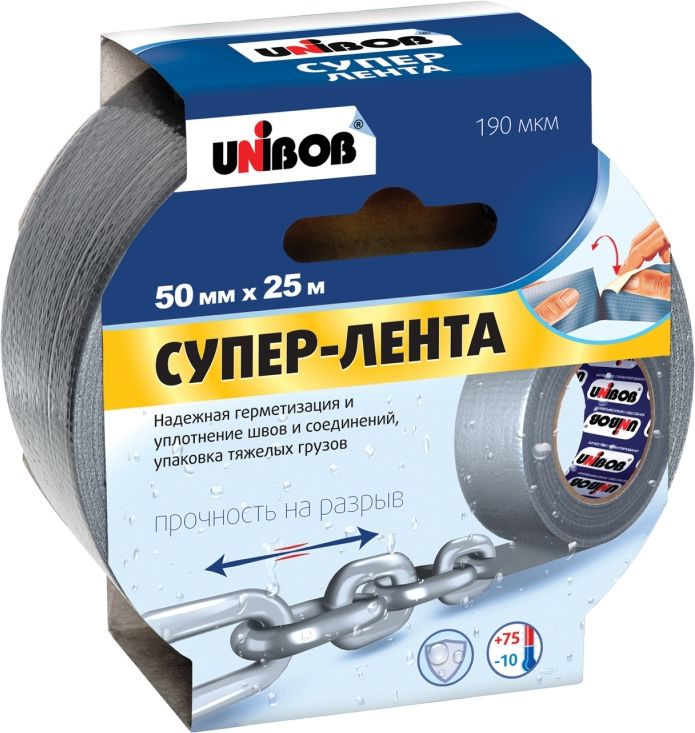 Изображение товара Лента клейкая UNIBOB, армированная  СУПЕР-ЛЕНТА 48мм х 25м