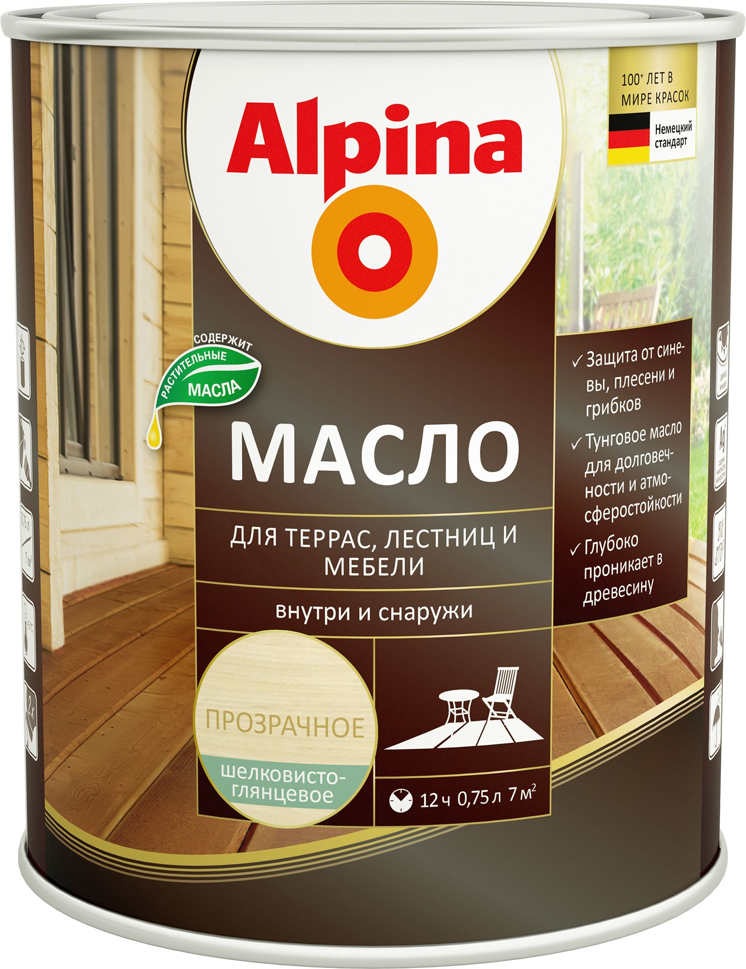 Изображение товара Масло для террас, лестниц и мебели 0,75Л Прозрачный