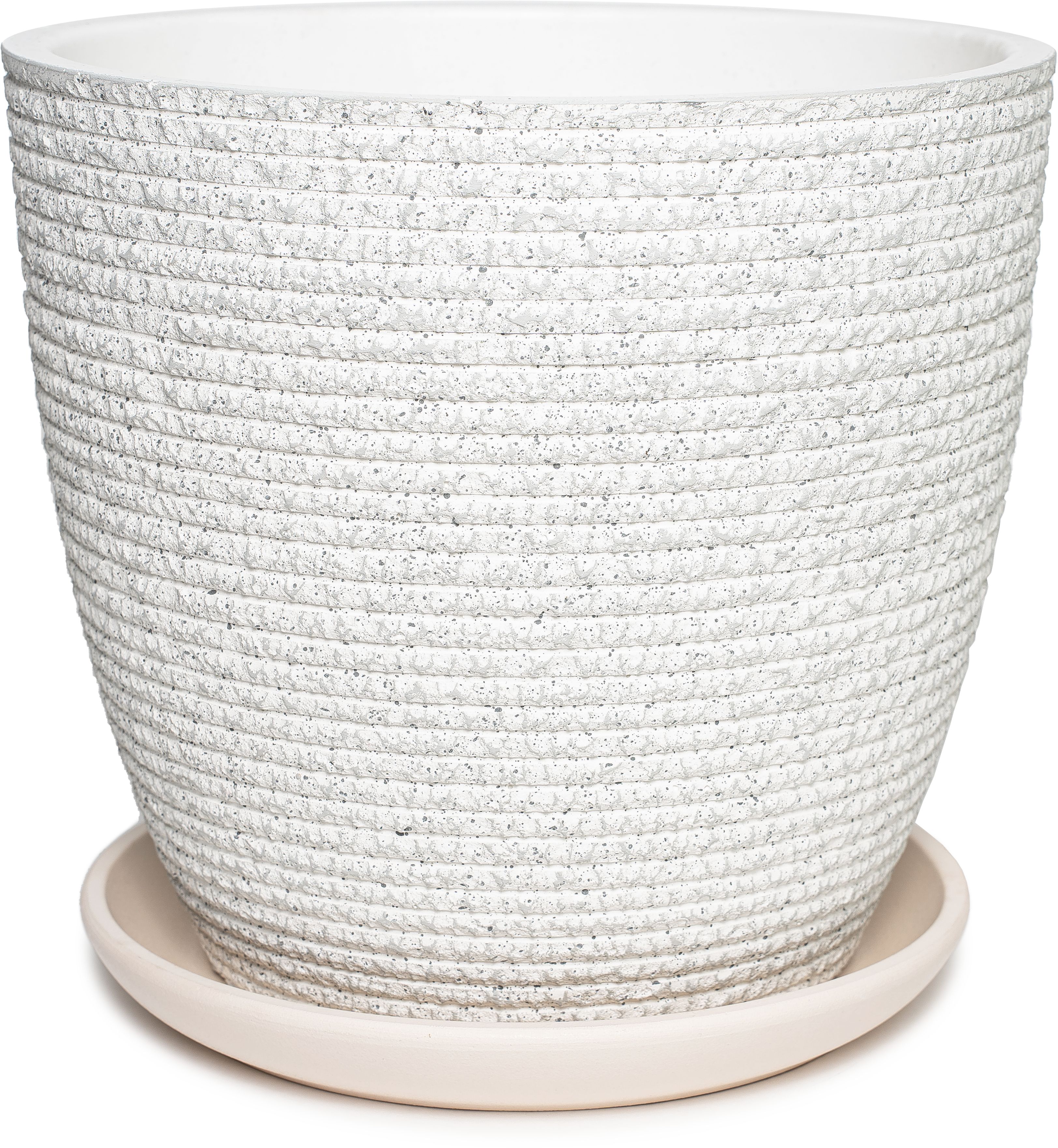 Изображение товара Бетонный горшок для растений d-30 см с поддоном белый современный дизайн