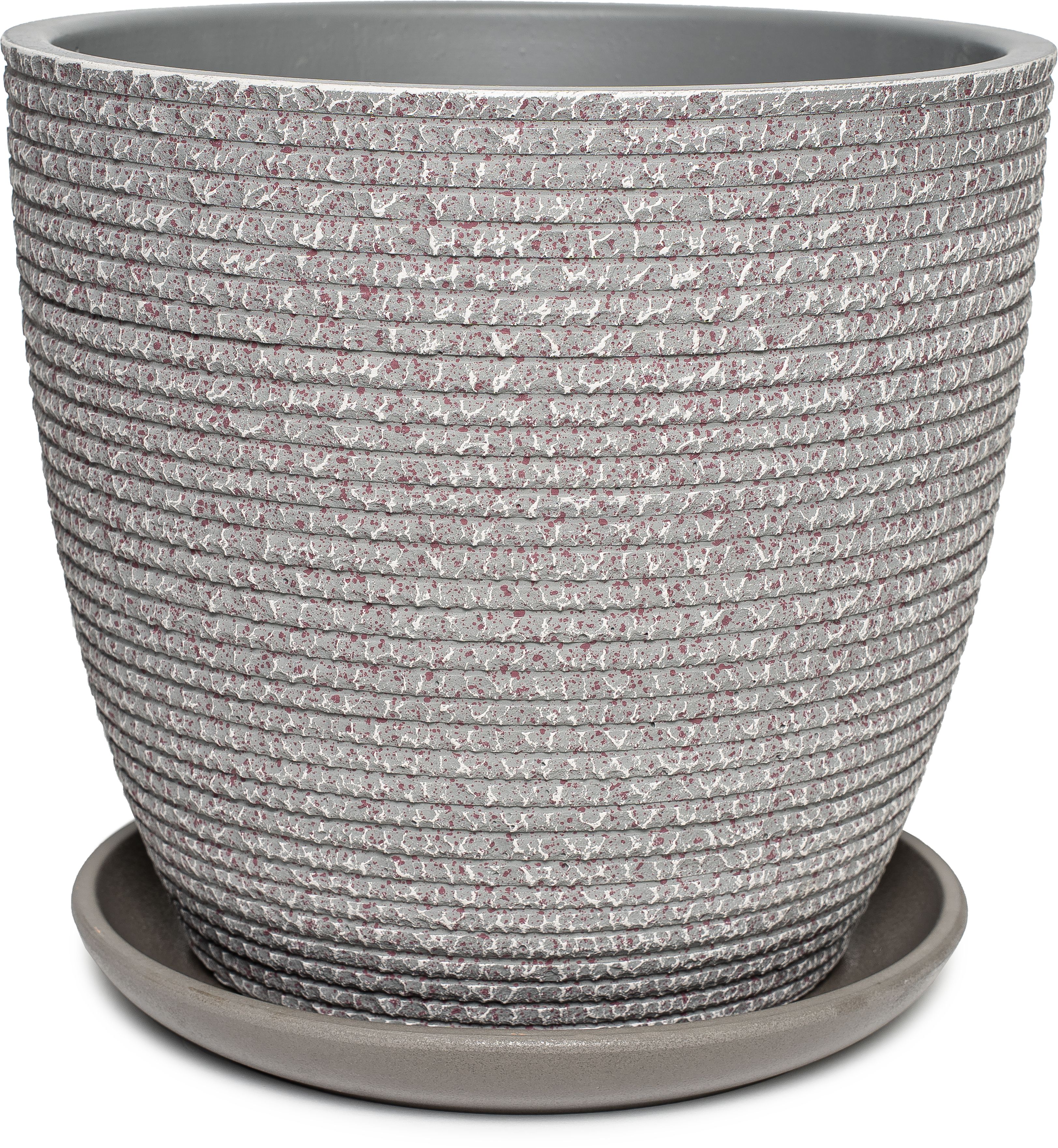 Изображение товара Горшок Бург d-30 см бетонный серый с поддоном для растений