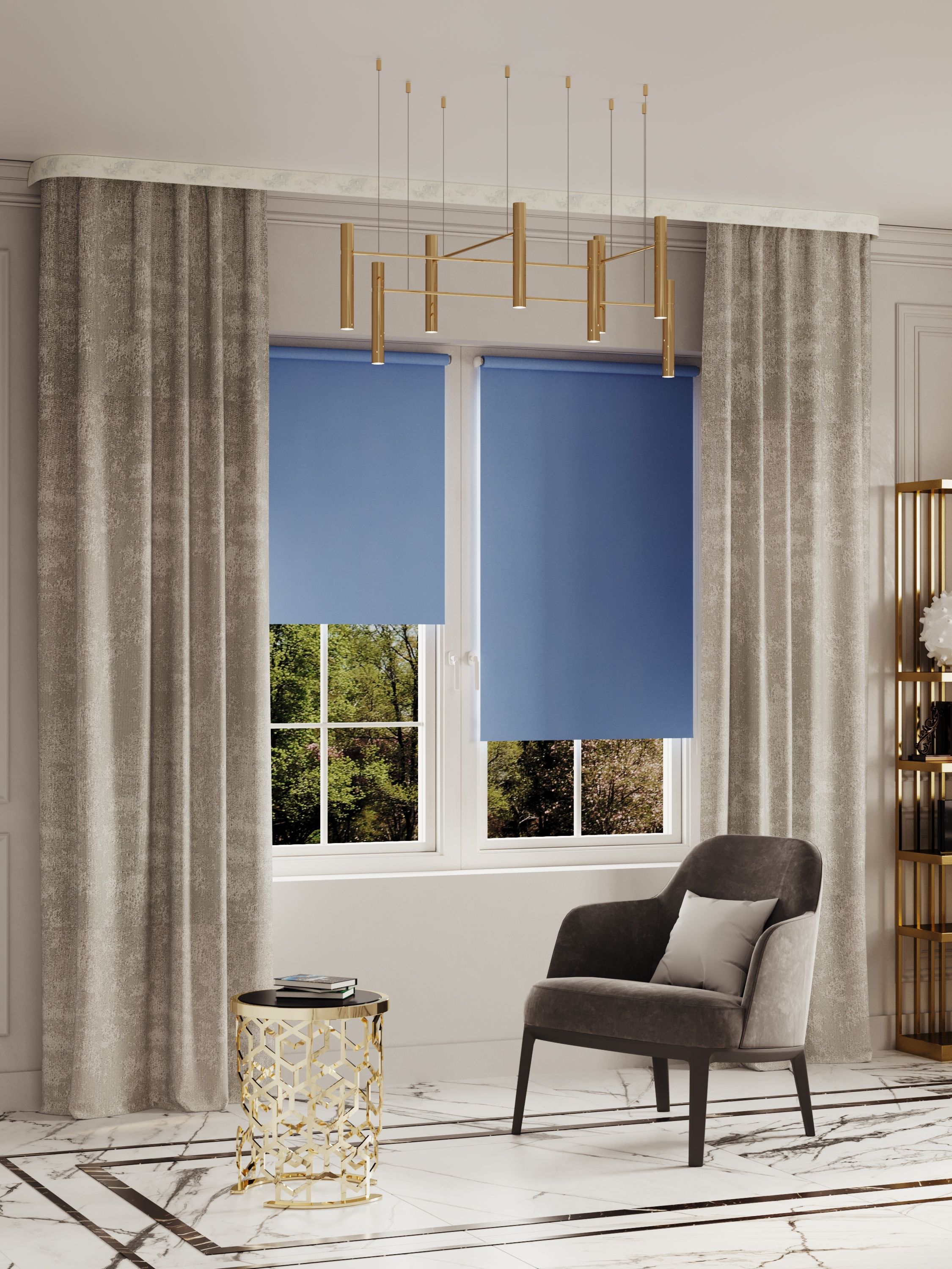 Изображение товара Рулонная штора Блэкаут Legrand 50x175 см синий для полного затемнения комнаты