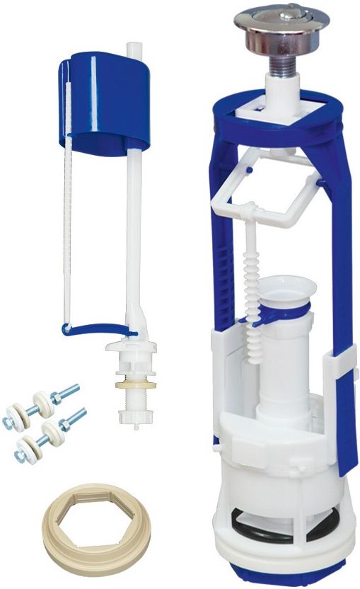 Изображение товара Арматура для бачка кнопочная 2 режима, металлизированная кнопка, стоп-слив