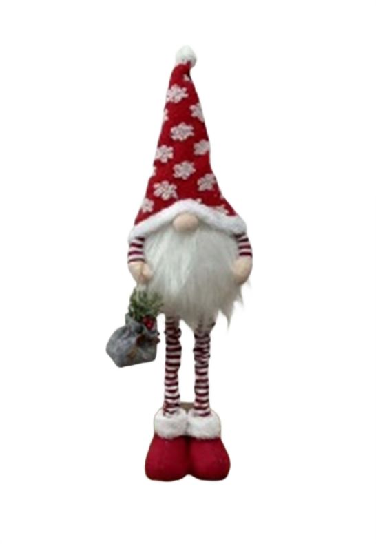 Изображение товара Гном с красным колпаком, с телескопическими ножками, 56/66 см, с LED светом