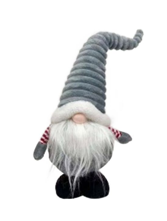 Изображение товара Гном с серым колпаком телескопические ножки 50/65 см декоративная фигурка