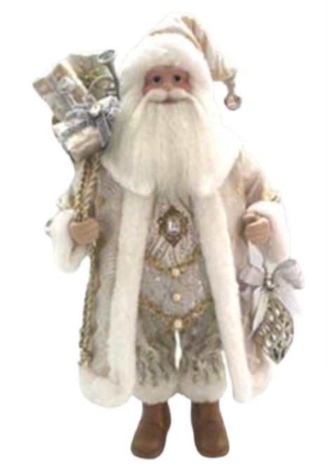 Изображение товара Дед Мороз в белой шубке с подарками 45 см рождественская фигурка для декора