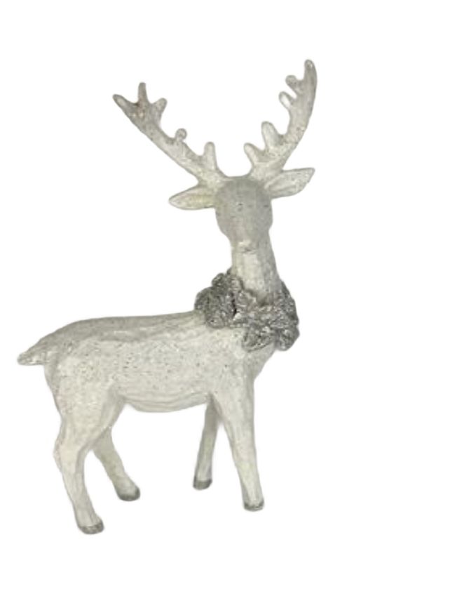Изображение товара Новогоднее украшение стоящий олень керамика 11х4х16 см белое
