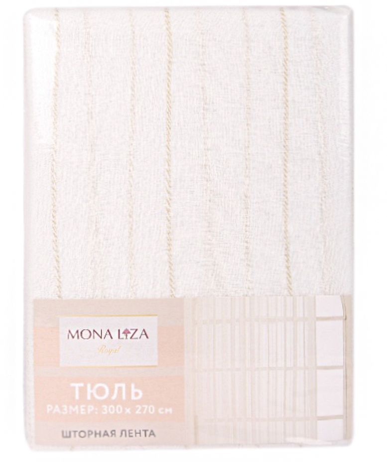 Изображение товара Тюль под лен полосы жаккард белый Natural 300x270 см
