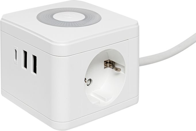 Изображение товара Удлинитель "Куб" 2 гнезда 2USB 2,4А + Type C + Ночник 1,3 метра