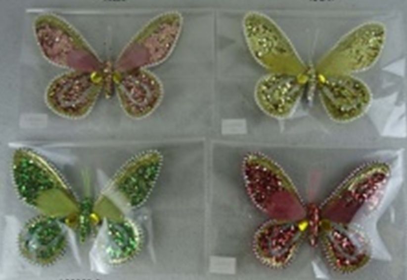 Изображение товара Ёлочное украшение бабочка на клипсе 19 см многоцветное