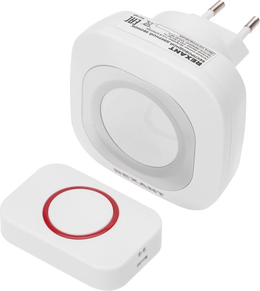 Изображение товара Беспроводной дверной звонок в розетку REXANT белый/серый IP44 150 м