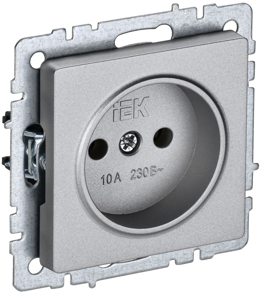 Изображение товара Розетка электрическая 1 пост IEK BRITE алюминий