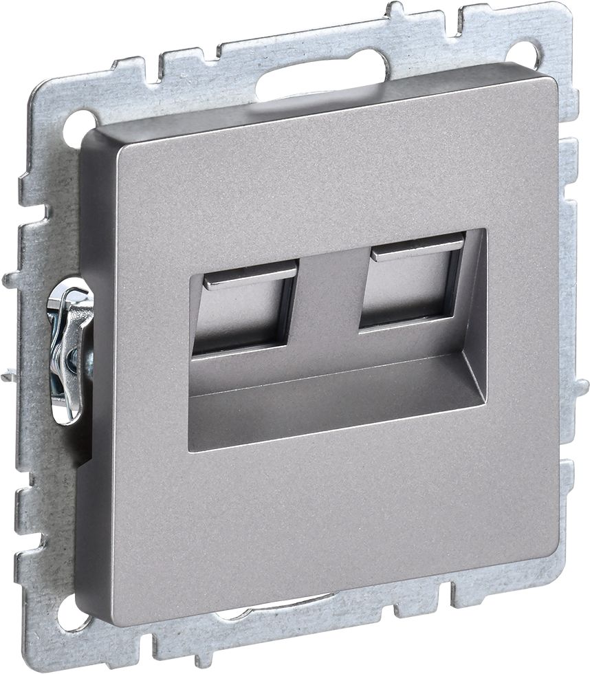 Изображение товара Розетка RJ-11,RJ-45 1 пост IEK BRITE сталь