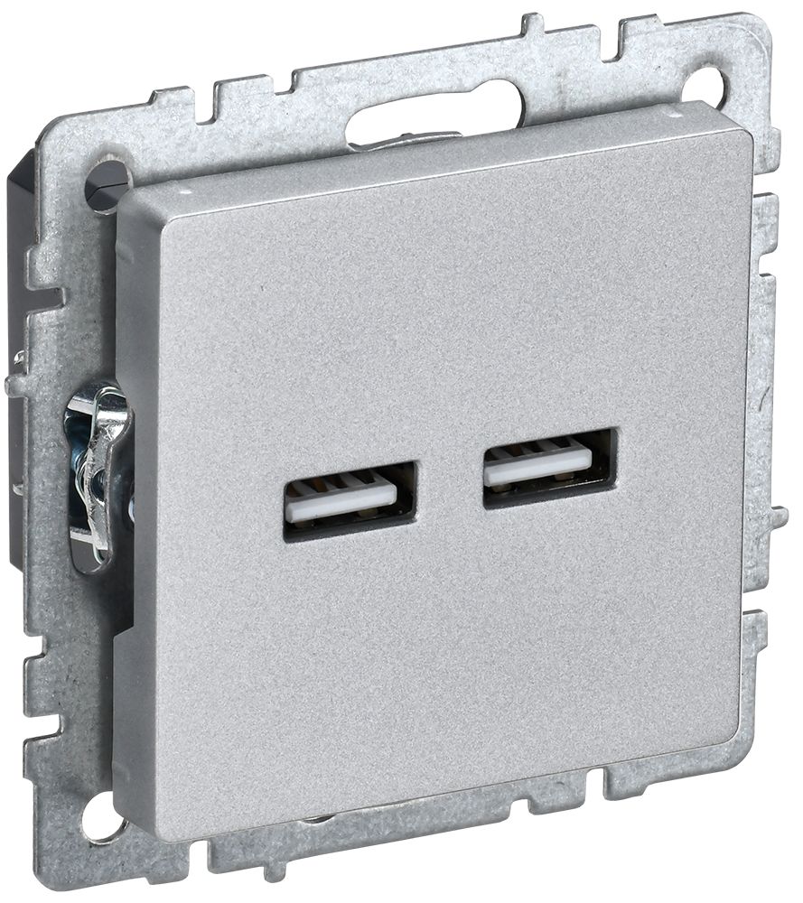 Изображение товара Розетка USB 1 пост IEK BRITE алюминий для удобной зарядки