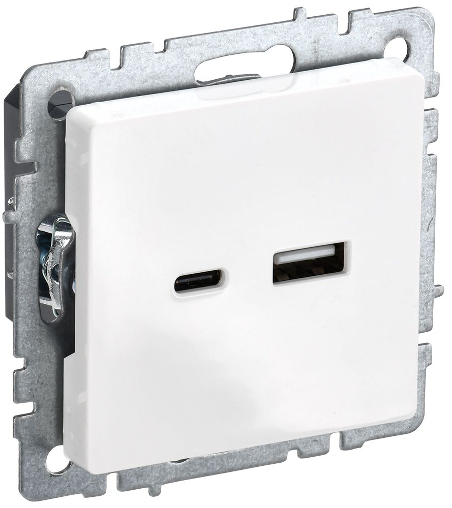 Изображение товара Розетка USB Type-A+C 1 пост IEK BRITE белый