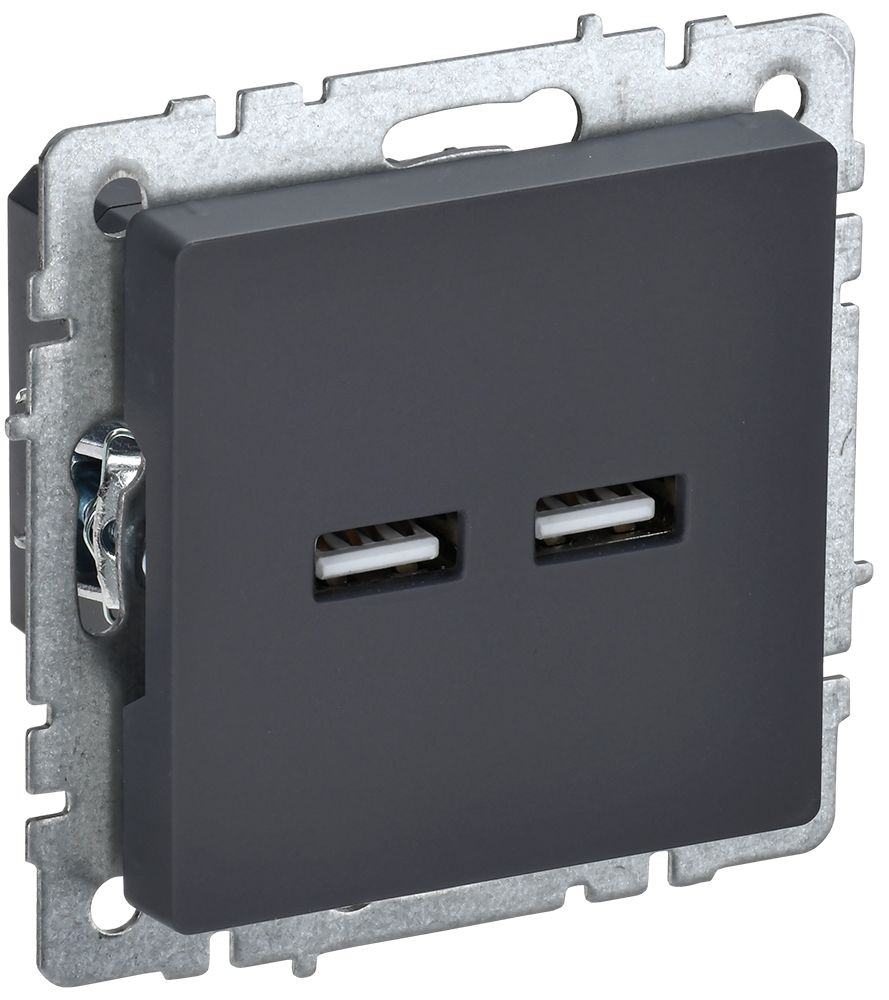 Изображение товара Розетка USB 1 пост IEK BRITE графит
