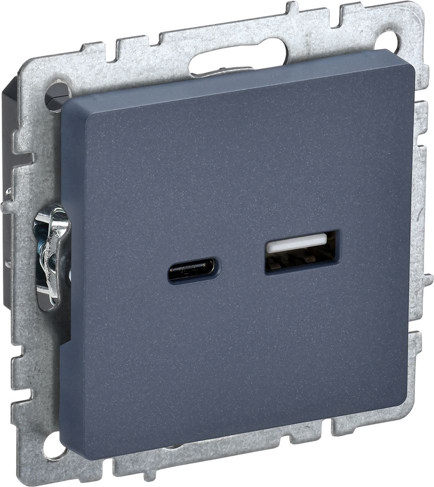 Изображение товара Розетка USB Type-A+C 1 пост IEK BRITE маренго для домашнего и офисного использования