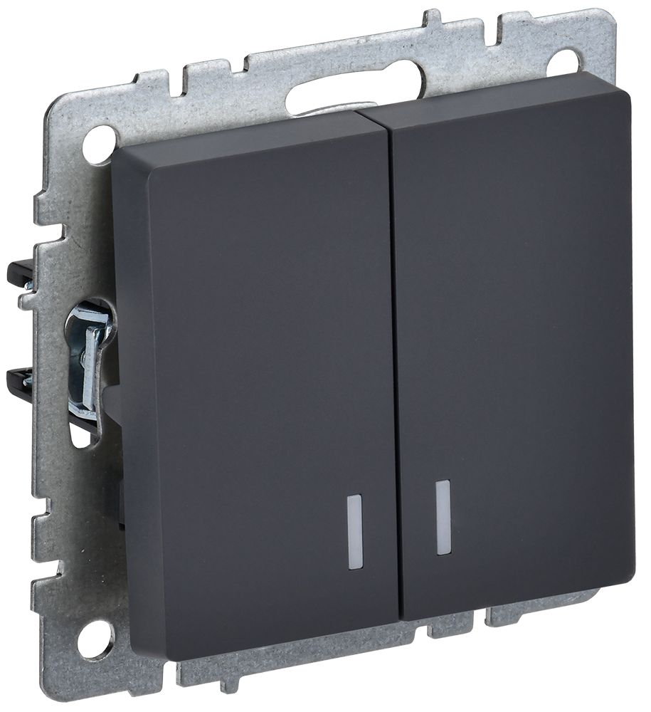 Изображение товара Выключатель 2-клавишный IEK BRITE BR-V20-1-10-K53 графит