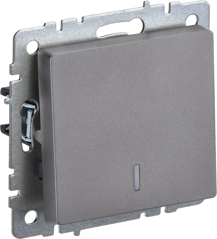 Изображение товара Двухклавишный выключатель IEK BRITE BR-V10-1-10-K46 сталь