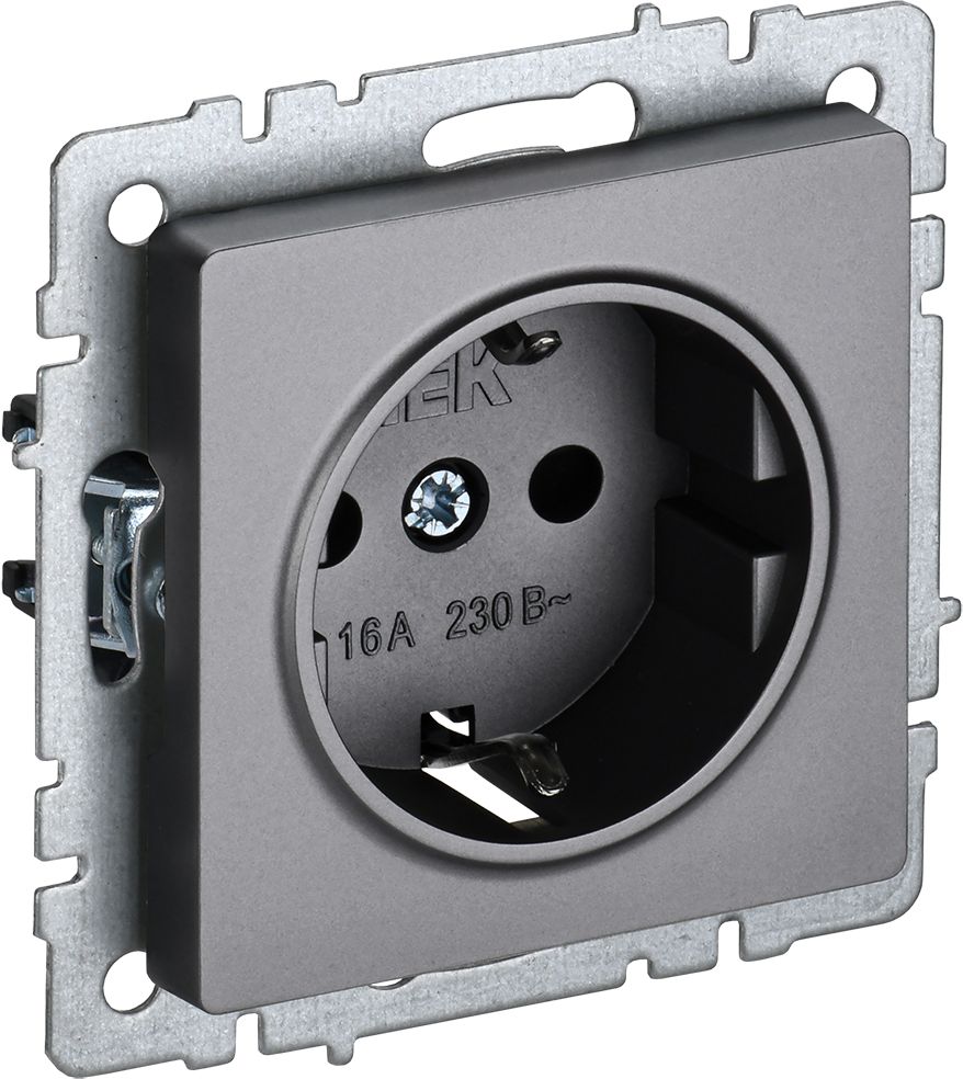 Изображение товара Розетка электрическая IEK BRITE BR-R11-16-K46 сталь