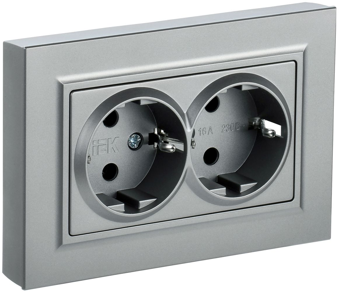 Изображение товара Розетка электрическая IEK BRITE BR-R21-16-K47-F алюминий