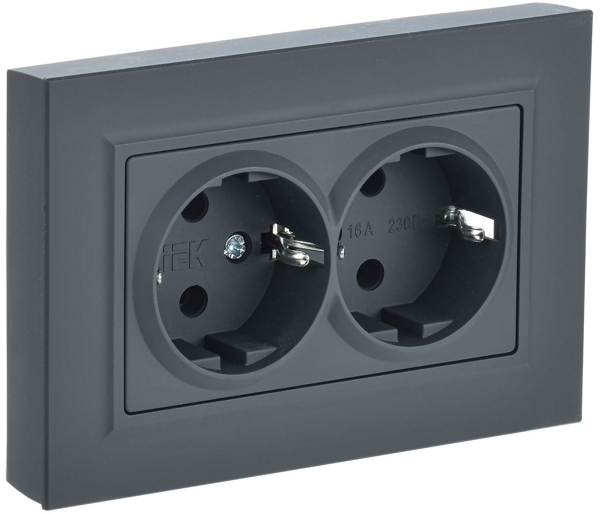 Изображение товара Розетка электрическая IEK BRITE BR-R24-16-K53-F графит