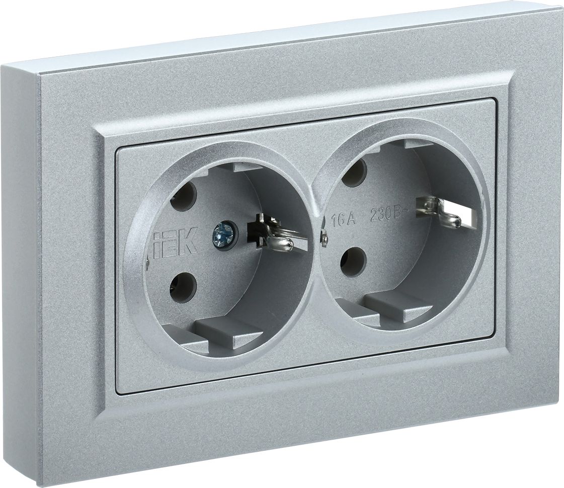 Изображение товара Розетка электрическая IEK BRITE BR-R24-16-K46-F сталь