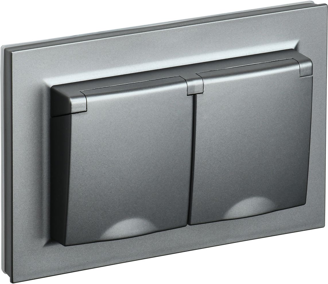 Изображение товара Электрическая розетка IEK BRITE BR-R26-16-44-K46-F сталь, накладной монтаж