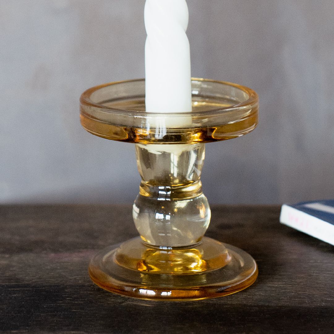 Изображение товара Стеклянный подсвечник Star-22 бежевый с шестью свечами Д85 Ш85 В85