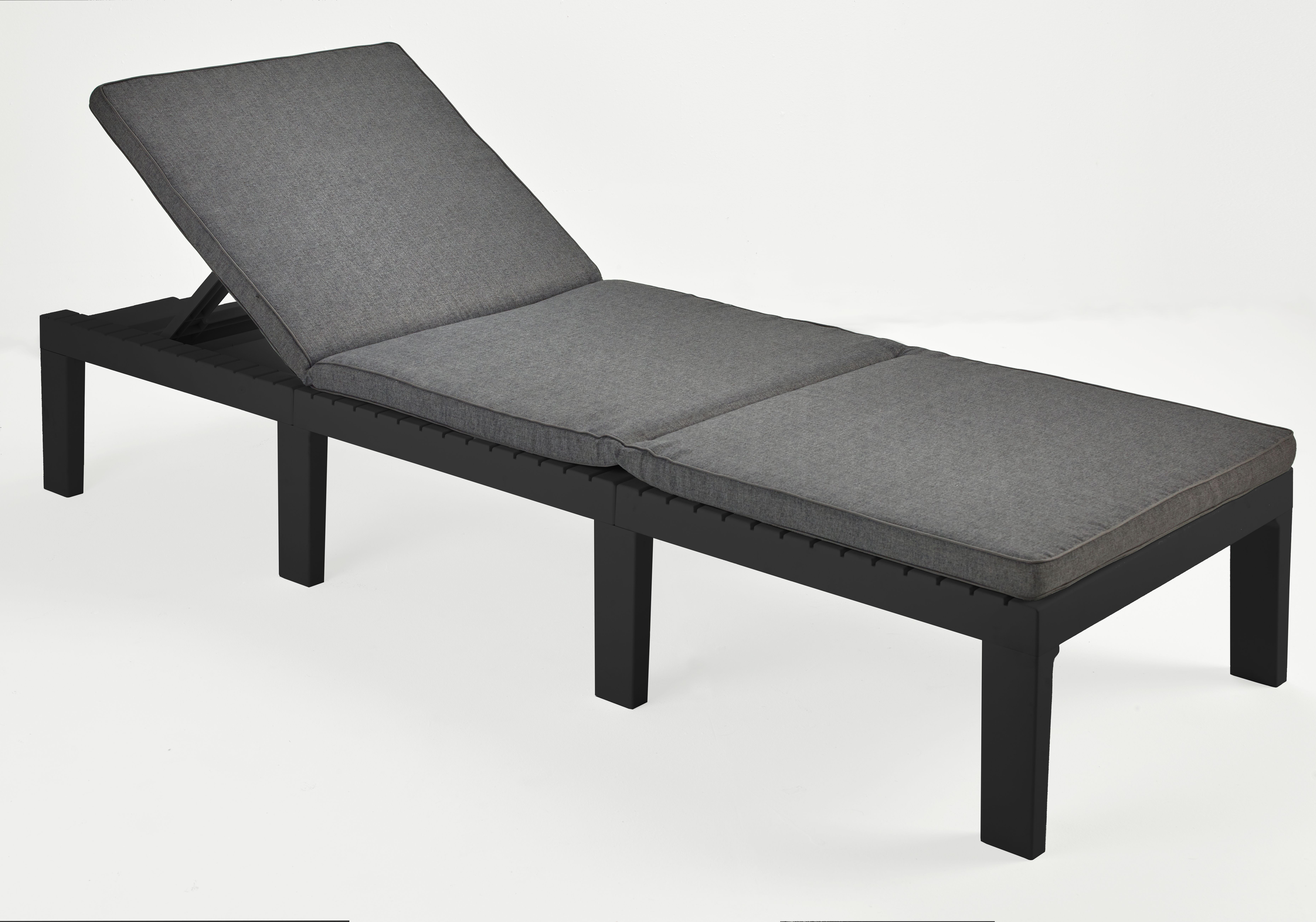 Изображение товара Садовый шезлонг   пластиковый 195х65х78 см черный