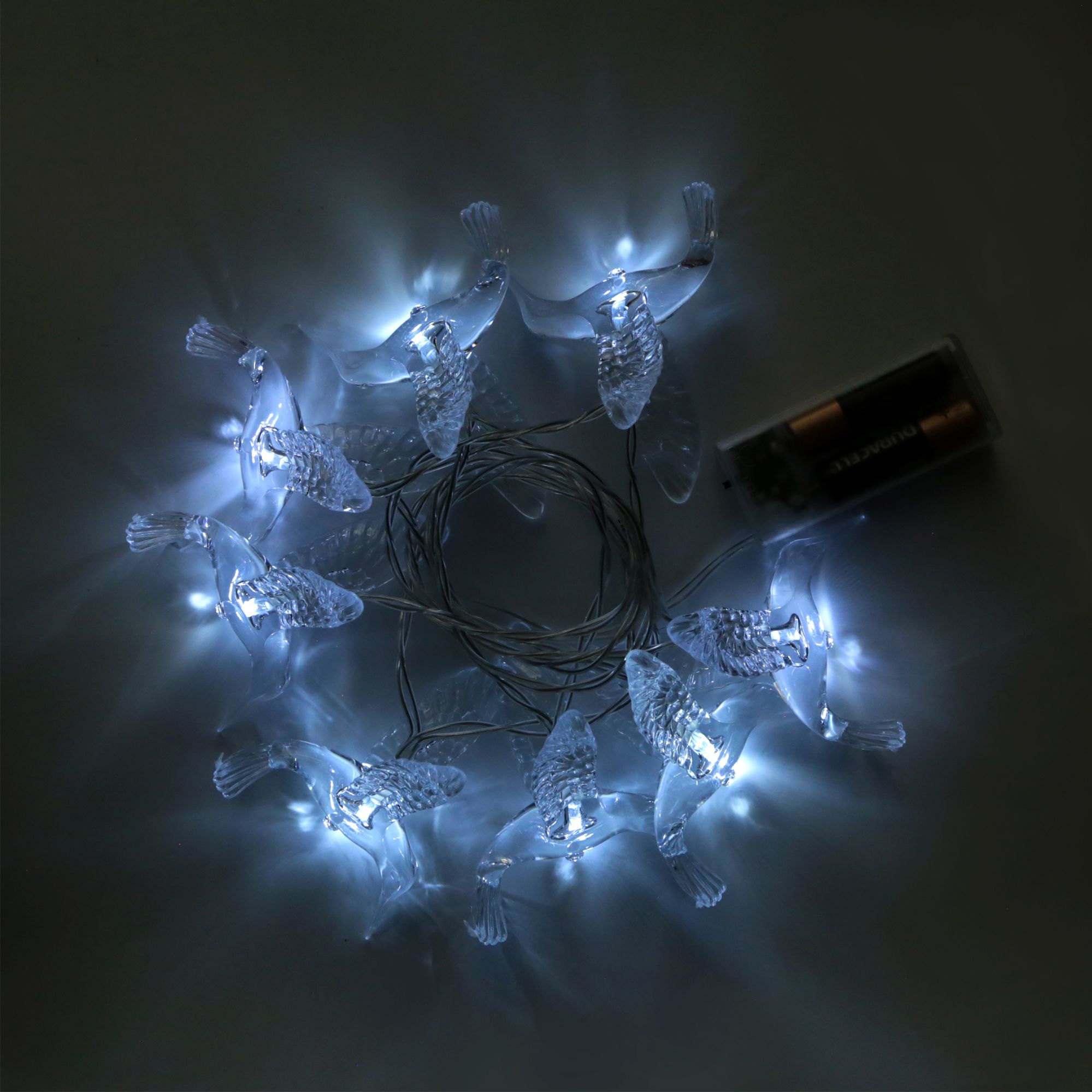 Изображение товара Гирлянда внутренняя нить Изящные колибри Glos 8 LED белый 1,4 м