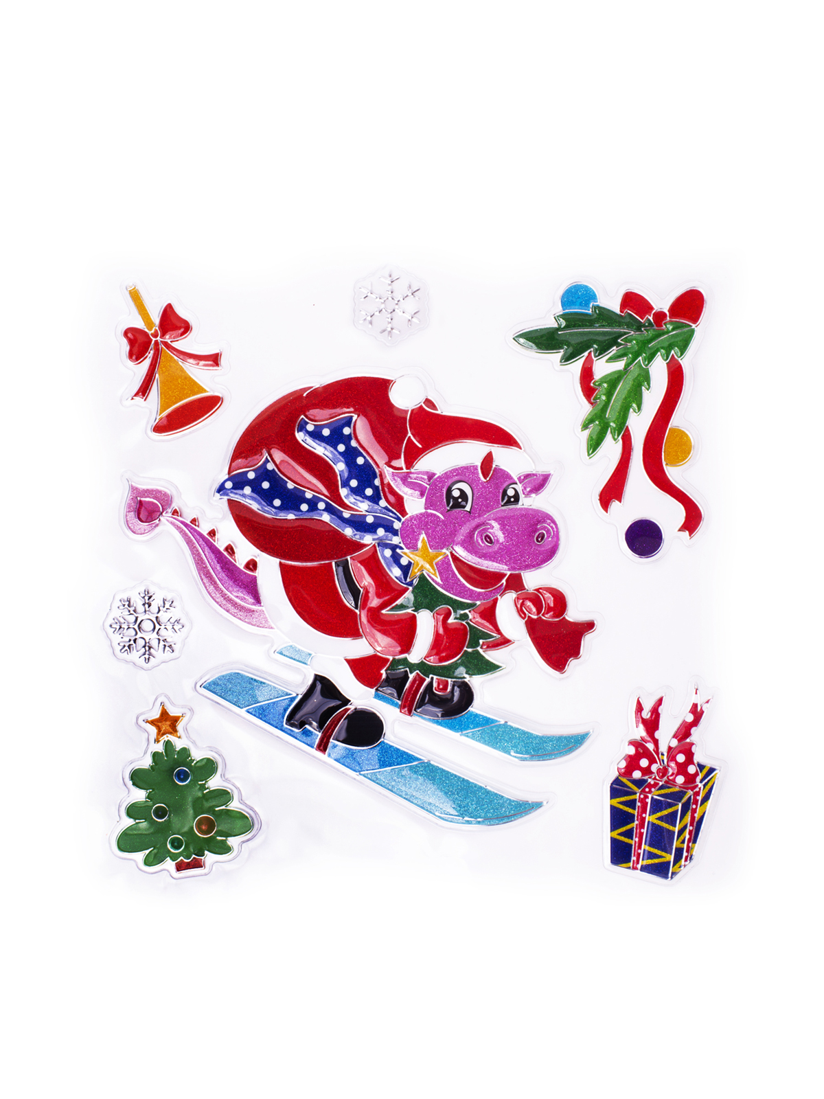 Изображение товара Декоративная наклейка Праздник с Дракошей для новогоднего украшения