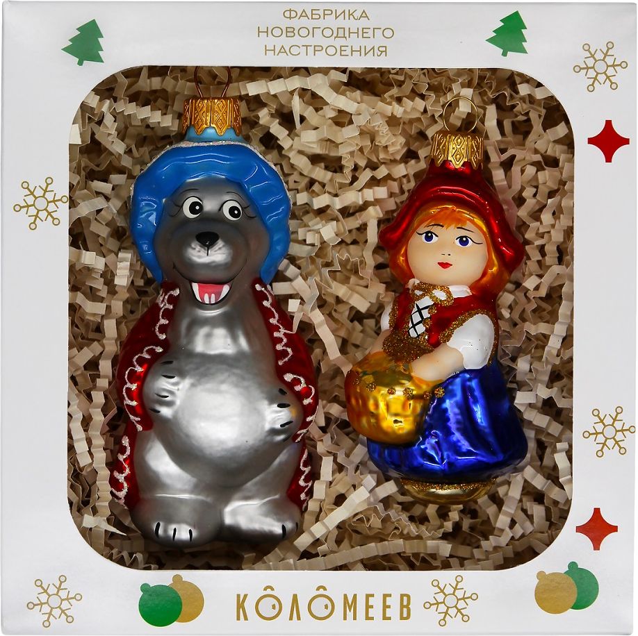 Изображение товара Набор елочных украшений из стекла Сказка2 герои мультфильмов ручная роспись