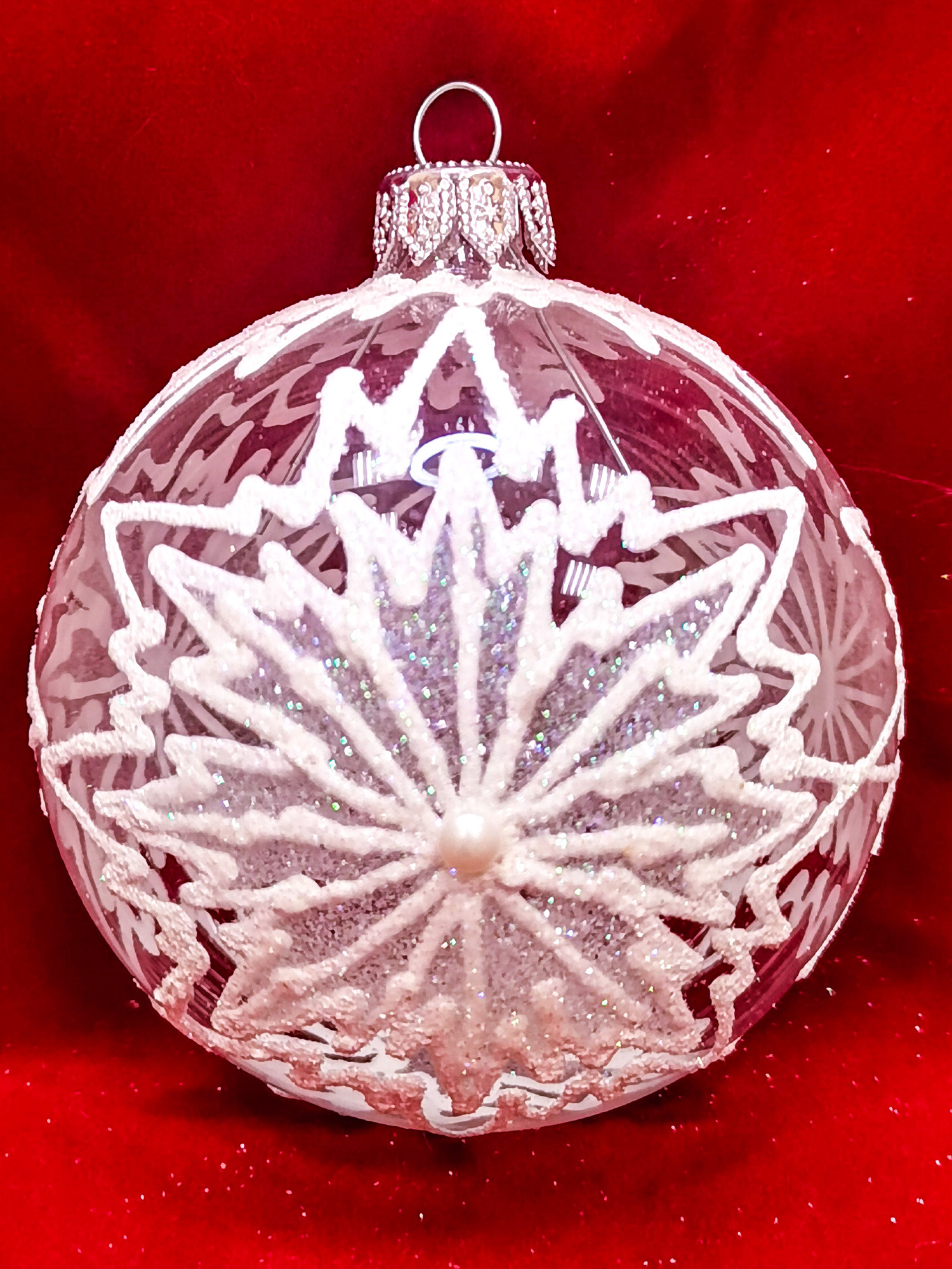 Изображение товара ШАР СНЕЖИНКА СТЕКЛО БЕЛЫЙ