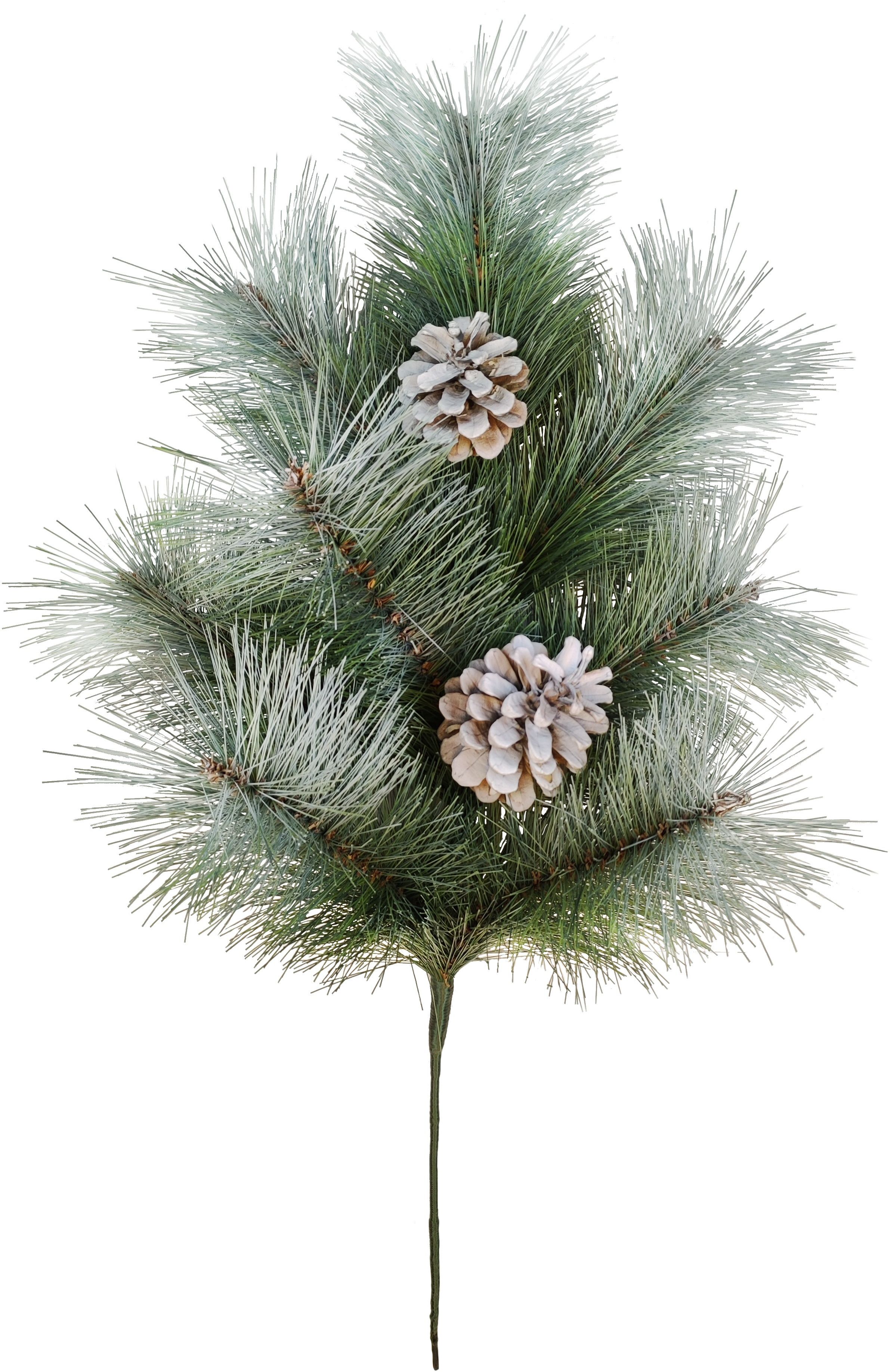 Изображение товара Ветка хвойная с шишками заснеженная 60 см для украшения интерьера
