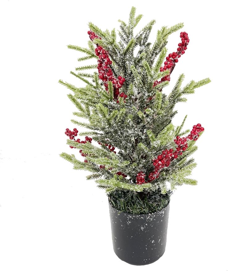 Изображение товара ЕЛОЧКА С КРАСНЫМИ ЯГОДАМИ 37 СМ В ГОРШОЧКЕ ЗЕЛЕНАЯ