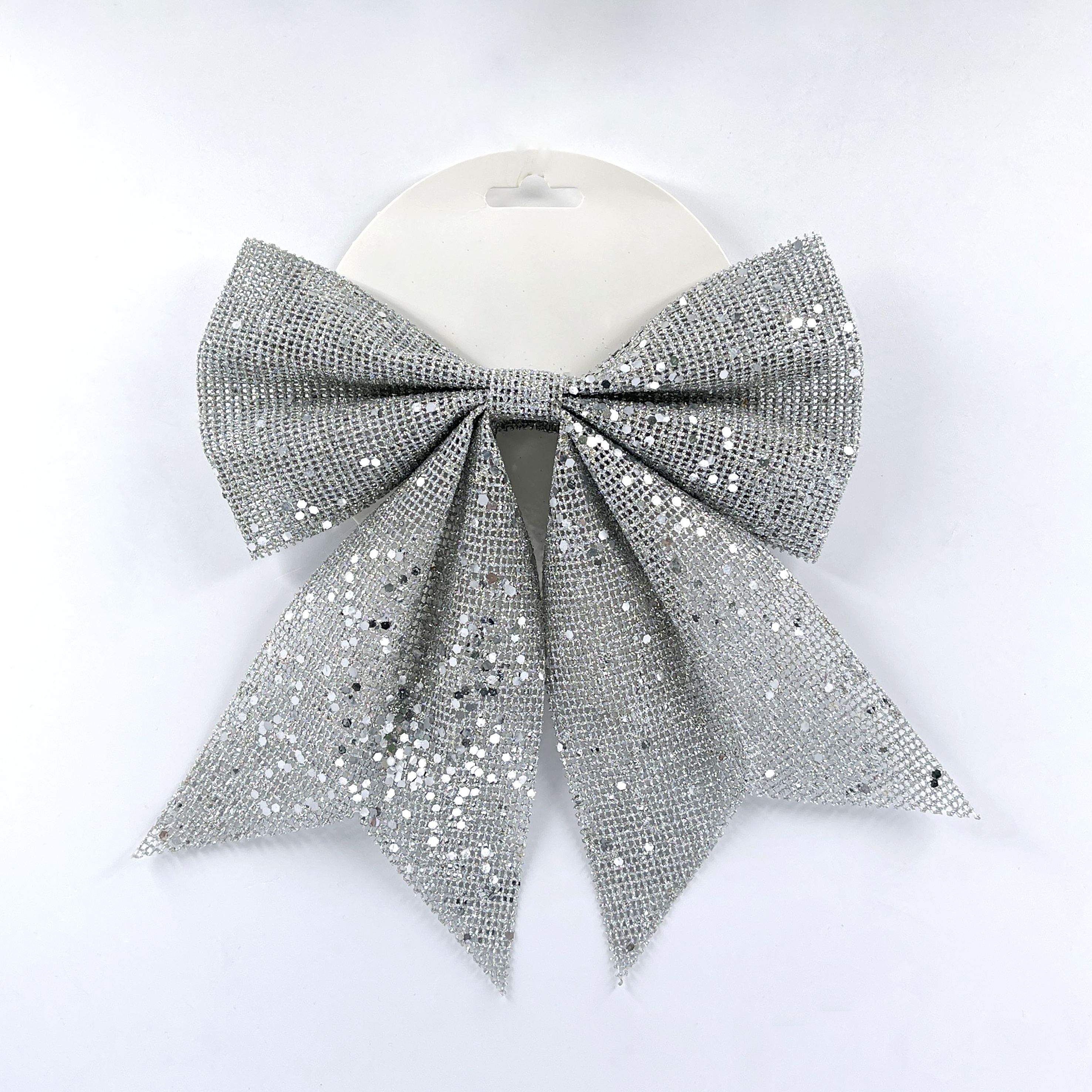 Изображение товара БАНТ СЕРЕБРО С ПАЙЕТКАМИ 20*24 СМ ПОЛИЭСТЕР