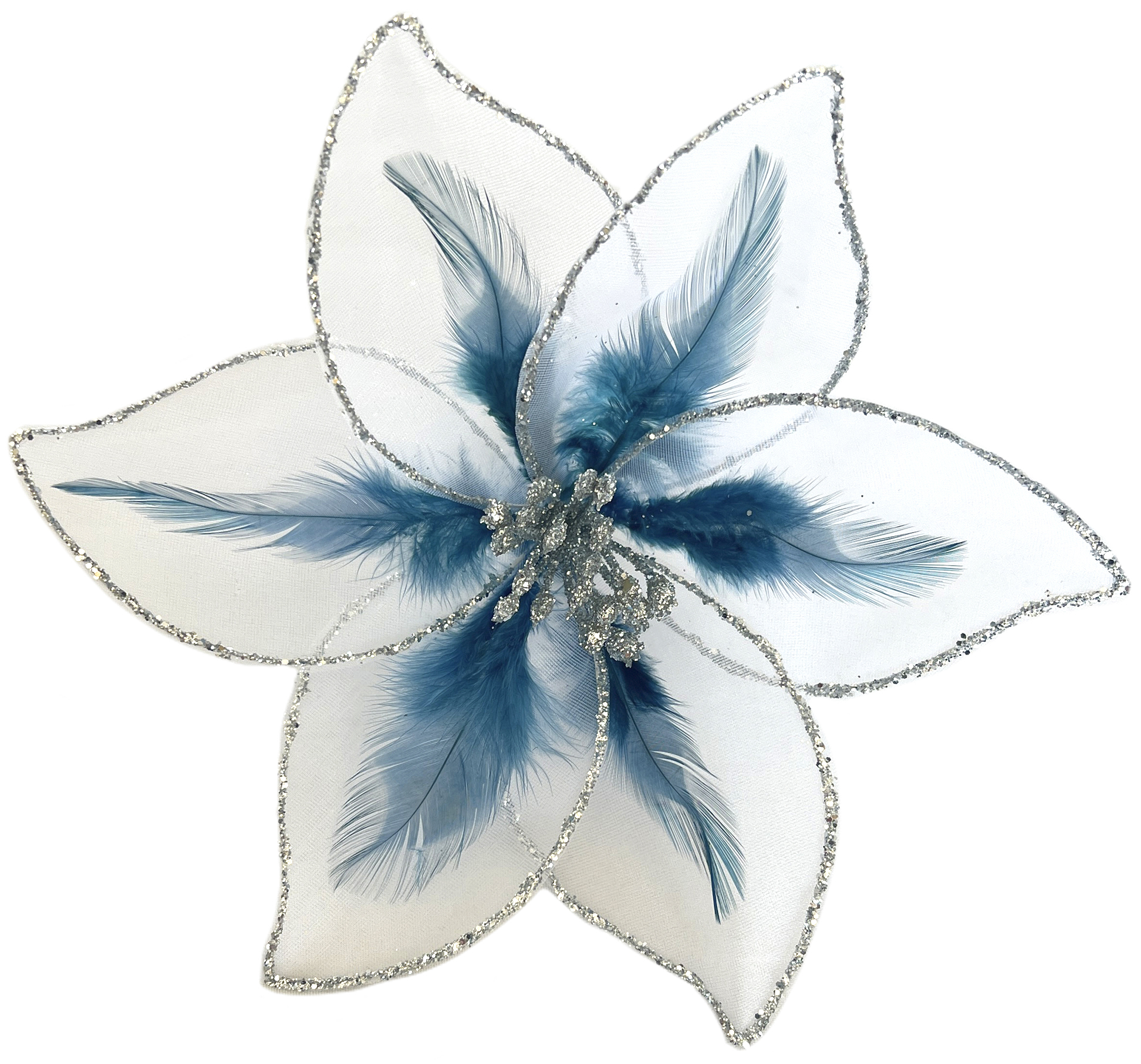 Изображение товара Новогоднее елочное украшение из полиэстера на клипсе 20 см белое