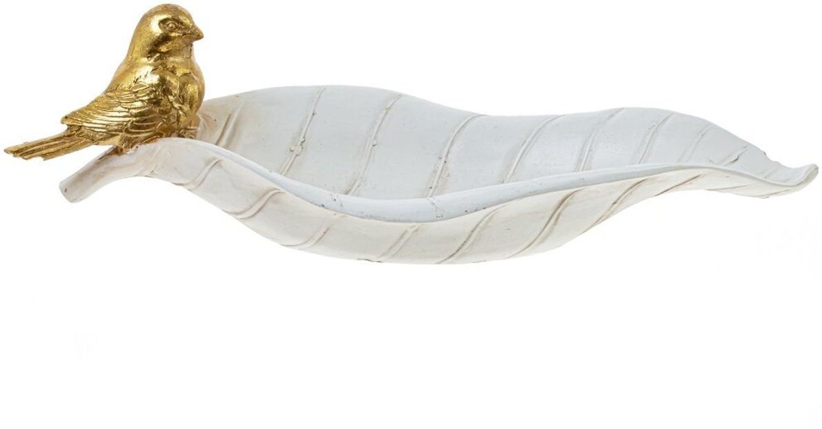 Изображение товара Декоративное блюдо с фигуркой птицы 31x12x9 см в белом цвете из полистоуна