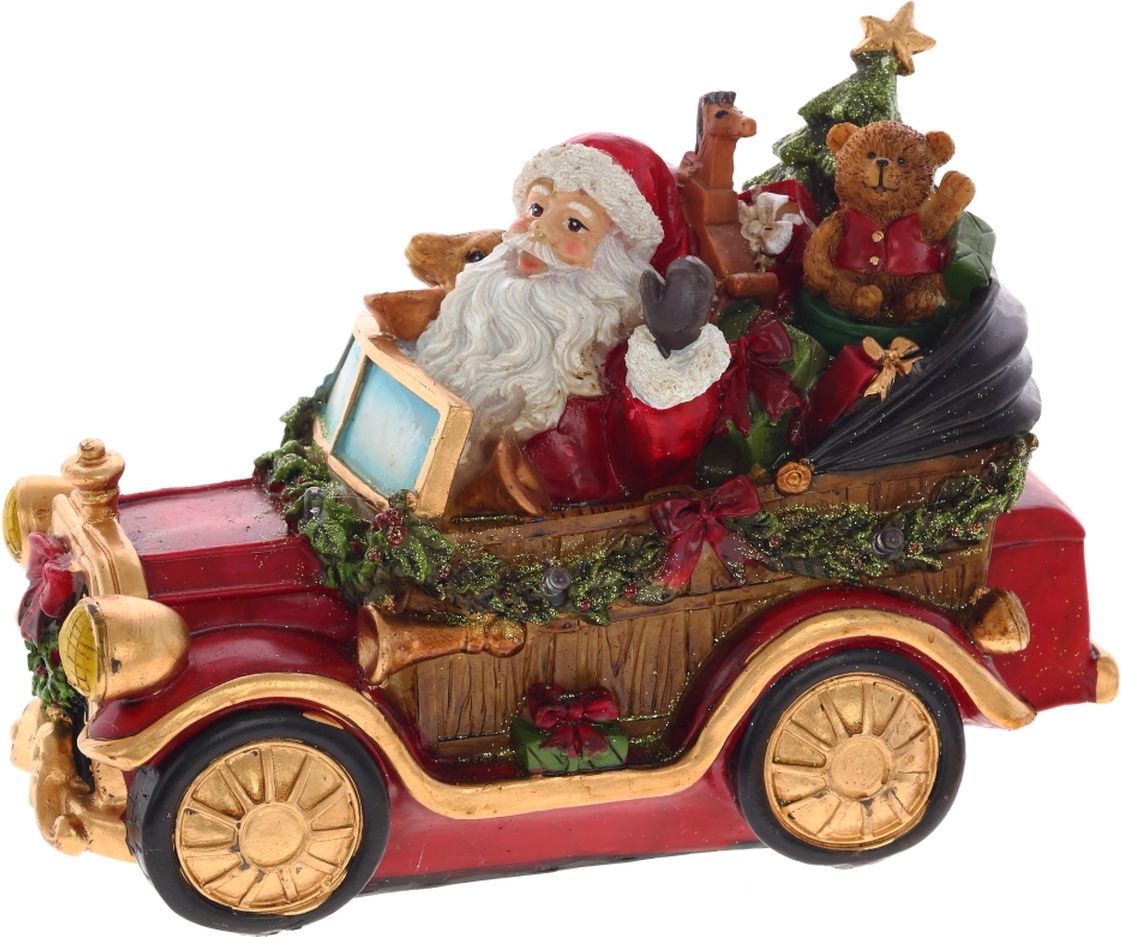 Изображение товара Фигурка декоративная "Дед Мороз на машине" с подсветкой L25 W12 H16 см