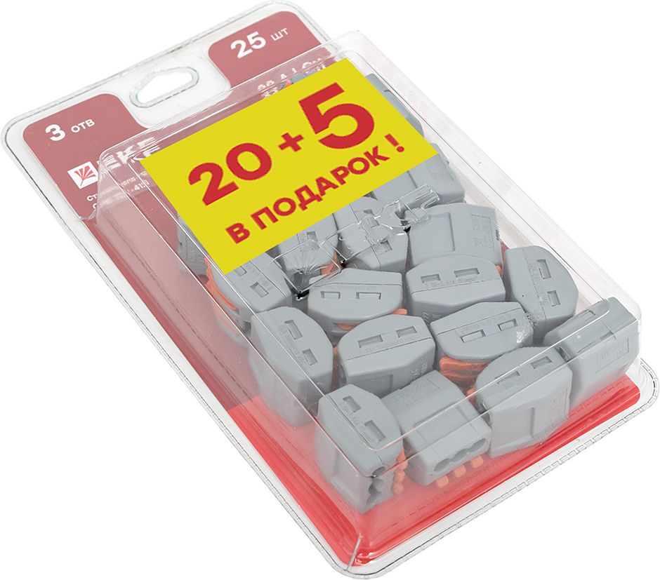 Изображение товара Клемма СМК 222-413 с рычагом 3 отверстия EKF для электромонтажа