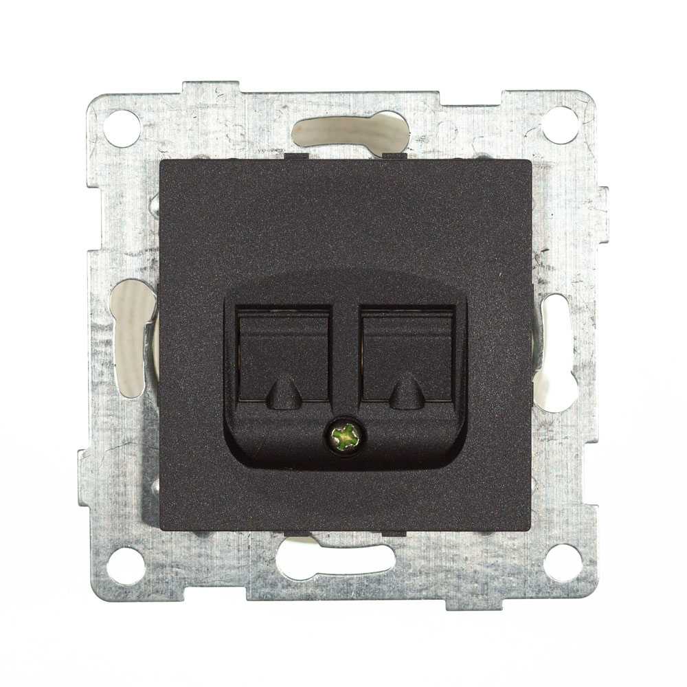 Изображение товара Розетка телефонная 2 поста GUSI ELECTRIC BRAVO графит для дома и офиса