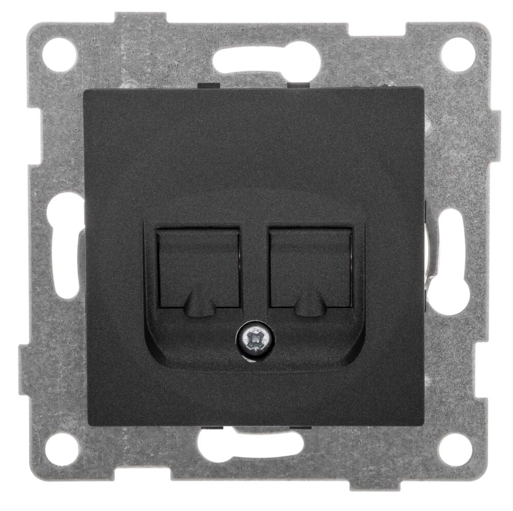 Изображение товара Розетка RJ-12 2 поста GUSI ELECTRIC BRAVO графит, скрытый монтаж, IP 20