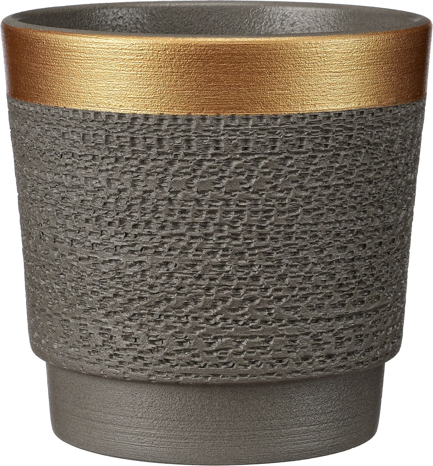 Изображение товара Кашпо брюссель серый золото №2 из керамики для комнатных растений