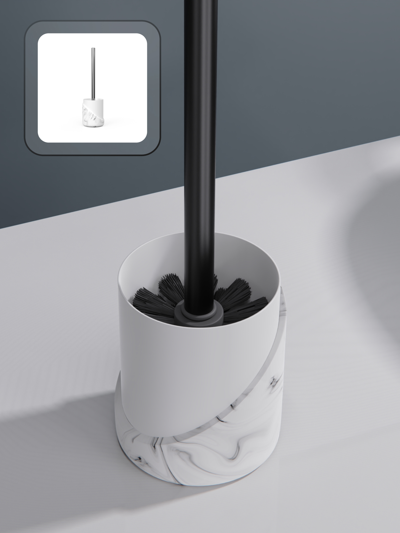 Изображение товара Ерш напольный MARBLE LIGHT из полирезина с имитацией мрамора, современный дизайн