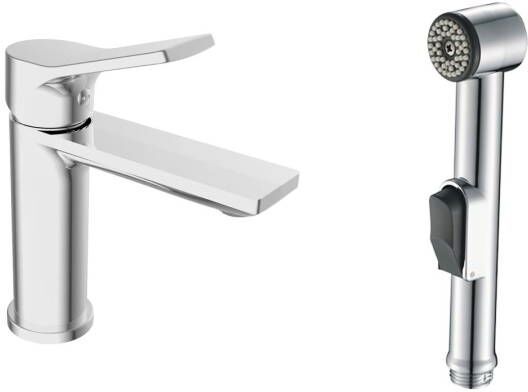 Изображение товара Смеситель на раковину с гигиеническим душем ESKO Focus - хром, 10 лет гарантии