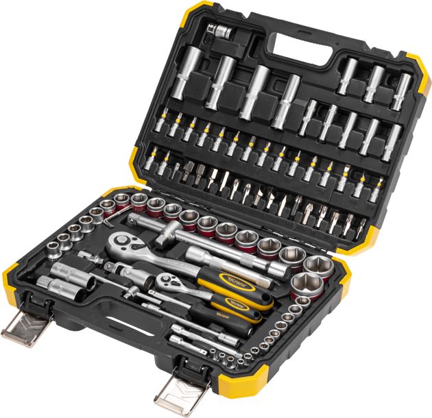 Изображение товара Набор инструментов KRANZ 94 предмета, японская сталь CRV, пластиковый кейс