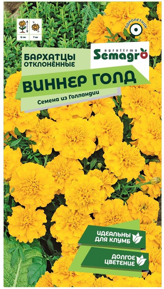 Изображение товара Семена Бархатца SEMAGRO отклоненные Виннер Голд 15 шт