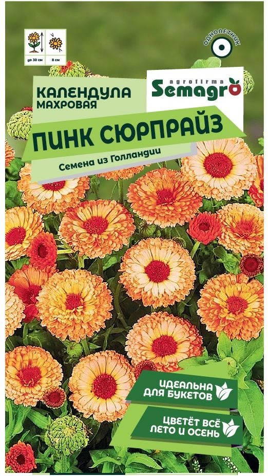 Изображение товара Семена Календулы махровой SEMAGRO Пинк Сюрпрайз 0,3 г
