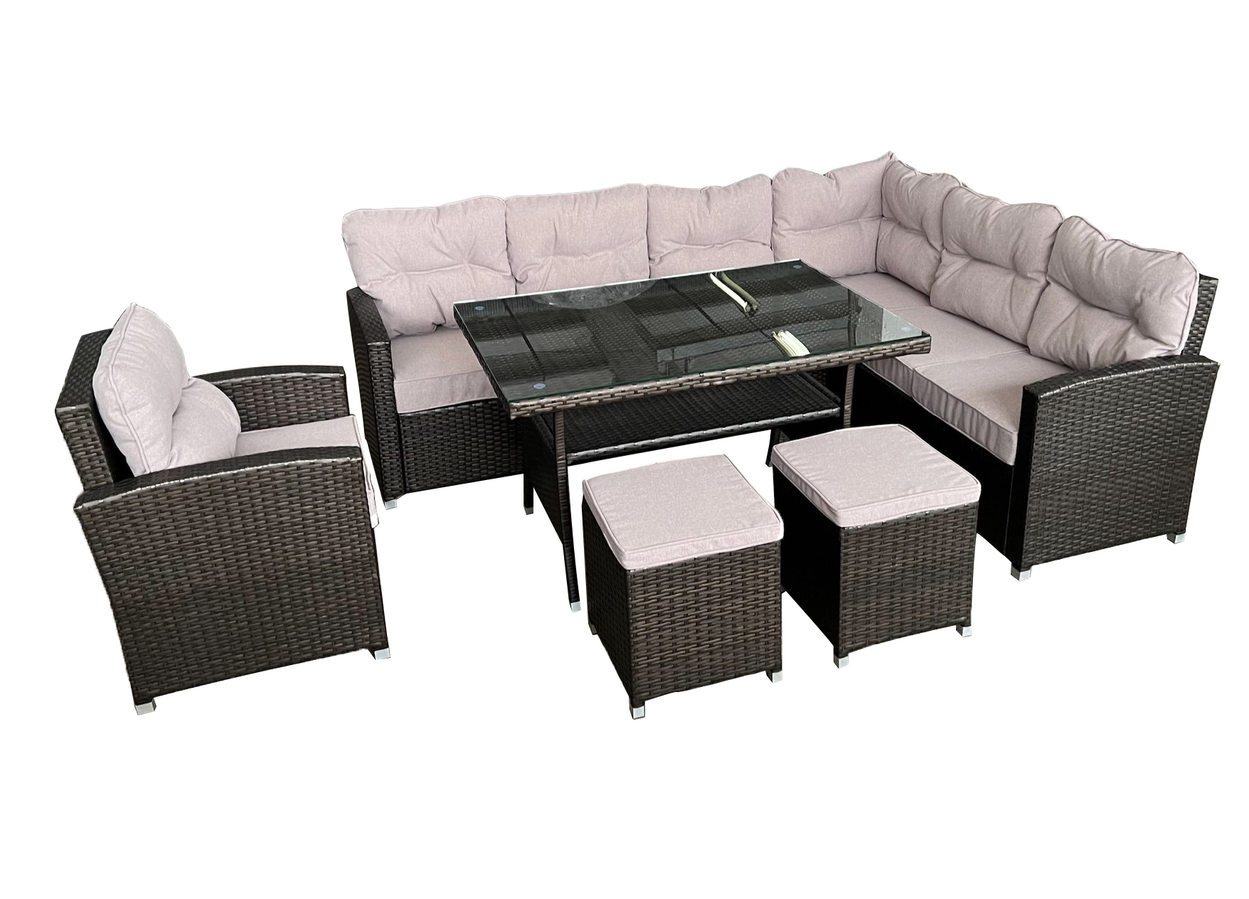 Изображение товара Набор садовой мебели Greengard Миесо-2 искусственный ротанг стол кресло и 2 пуфа